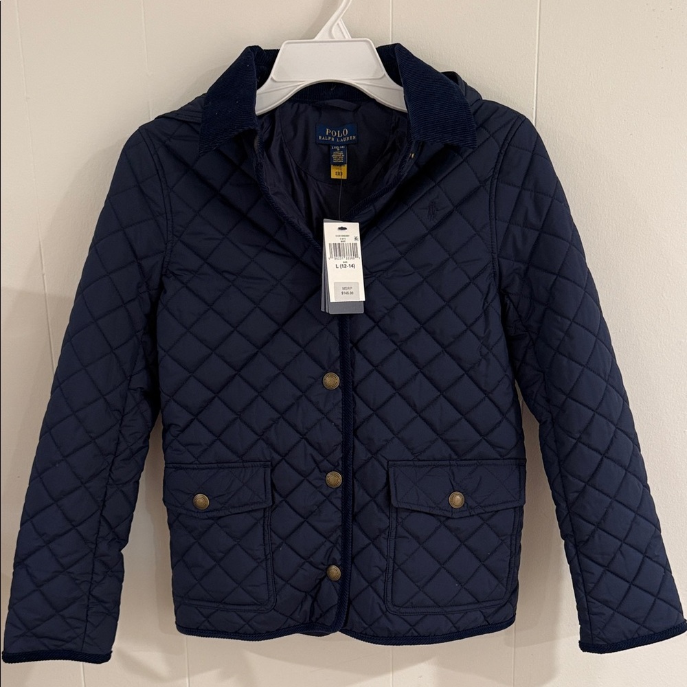 Polo by Ralph Lauren Kids Navy Blue Quilted Jacket-NWT-size 14